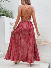 Robe longue fendue à col en cœur et imprimé